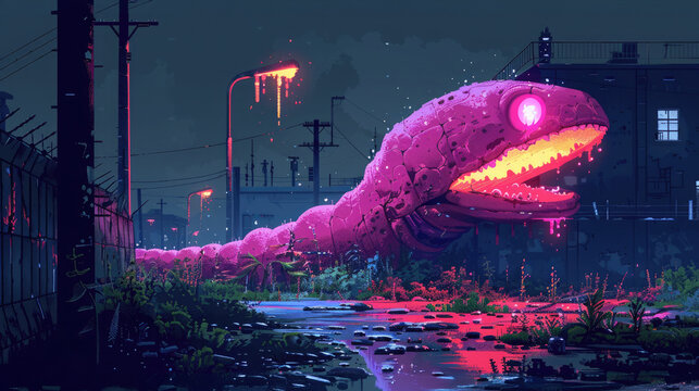 Weird entity in the style of pop art cartoonish illustration, monstrous surrealism, classic monsters, multilayered dimensions.