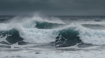 Obraz premium a large wave coming in to the shore of the ocean