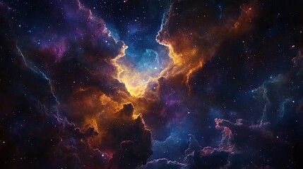 Fototapeta premium Stary night cosmos. Universe science astronomy. Colorful space galaxy cloud nebula. Illustration for cover, card, postcard, interior design, banner, poster, brochure or presentation.