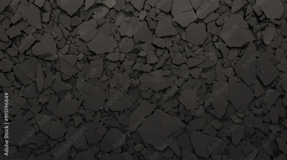 Aufkleber A textured surface composed of irregular black rock fragments of differing shapes and sizes creates a striking visual display