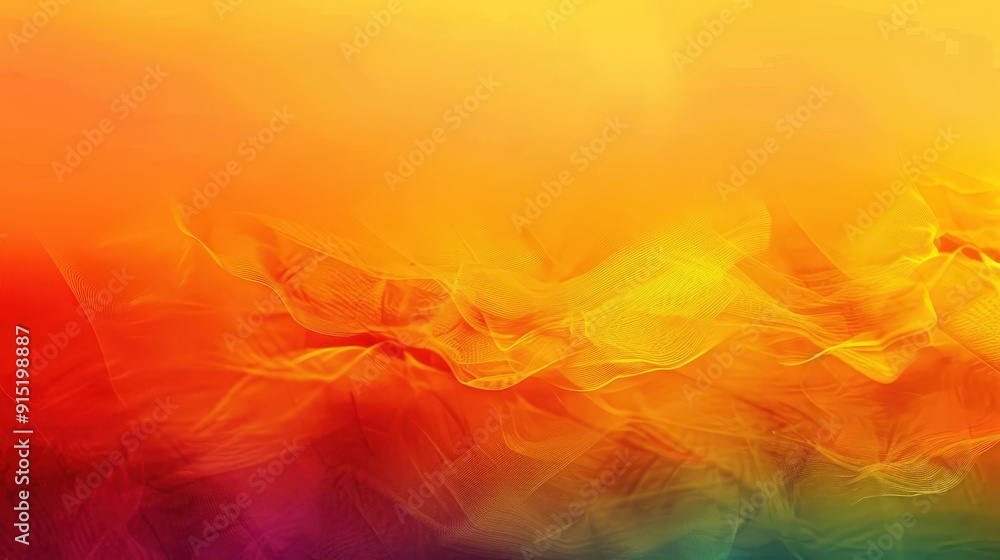 Poster Bright colors blend seamlessly, creating an abstract representation reminiscent of a warm sunset with flowing patterns and vibrant hues