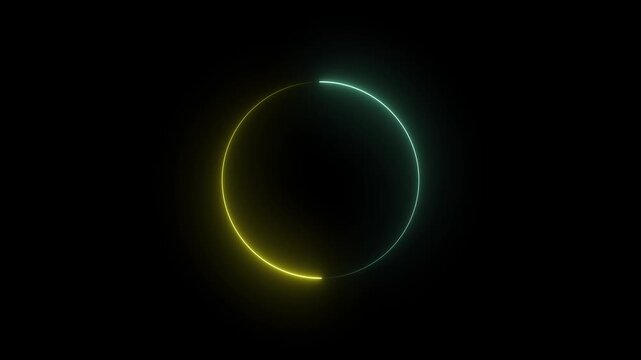 saber goal yellow and turquoise color glowing icon animation video on black background