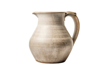 Ceramic Pitcher Displayed on a Rustic Wooden Surface With Soft Natural Lighting on Transparent PNG Background.
