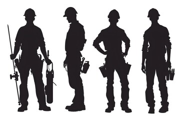 Celebrating Labor Day with a Background of Construction Workers Silhouettes Representing Hard Work and Dedication