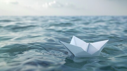 Obraz premium Paper Boat Sailing on Calm Waters