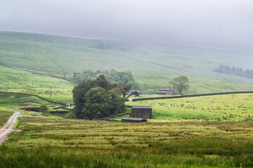Farms in Yorkshire Dales National Park, North Yorkshire, England