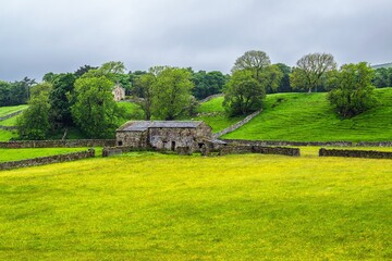 Obraz premium Farms in Yorkshire Dales National Park, North Yorkshire, England