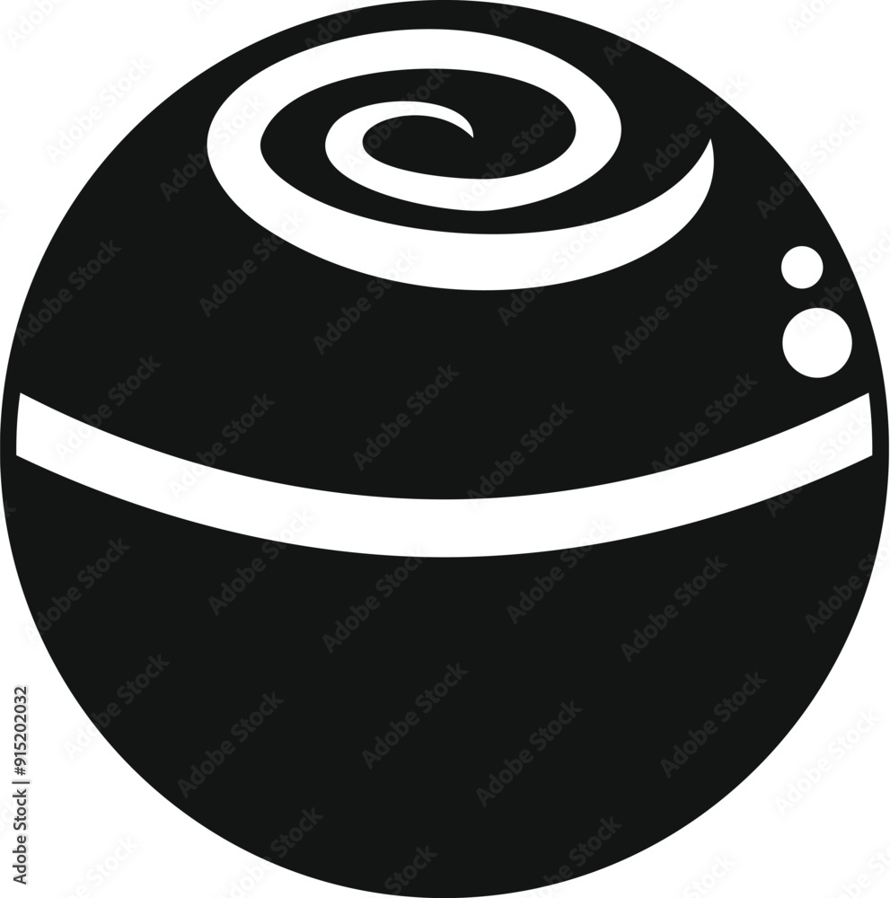 Poster simple vector icon of a round chocolate candy with a swirl on top, isolated on white background