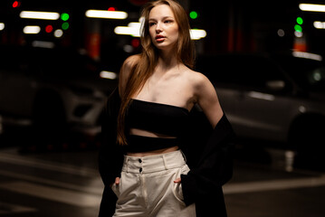 woman posing parking