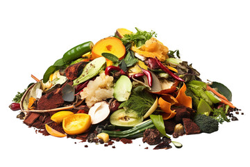 Vibrant Pile of Fresh Organic Vegetable Scraps Celebrating Nature’s Cycle at a Local Market on Transparent PNG Background.
