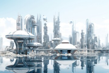 Futuristic city architecture landscape cityscape.