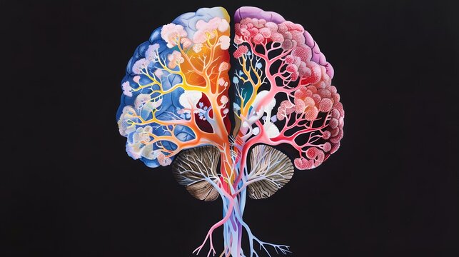 The Tree of Thought: A vibrant and intricate illustration depicting a human brain as a tree, with colorful branches symbolizing the interconnectedness of thought processes. 