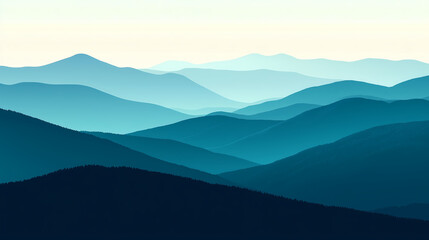 Fototapeta premium Misty Mountain Layers: Serene Landscape Silhouette