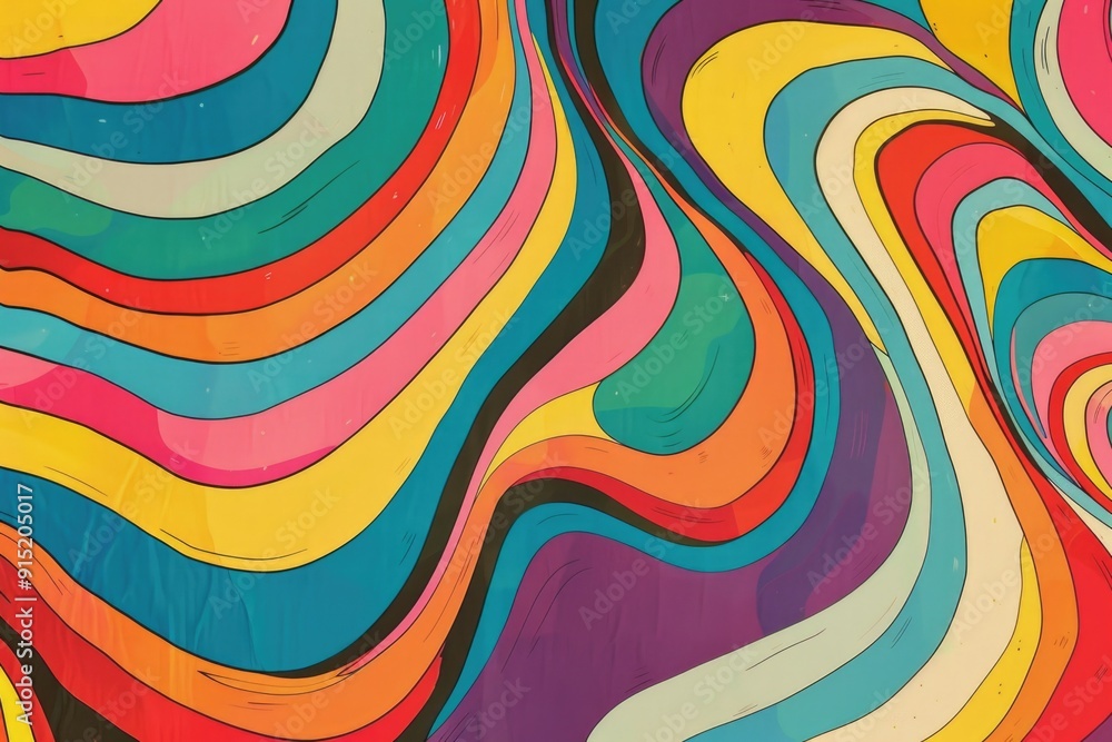 Aufkleber a colorful illustration of undulating waves, perfect for use in designs related to the ocean or abst