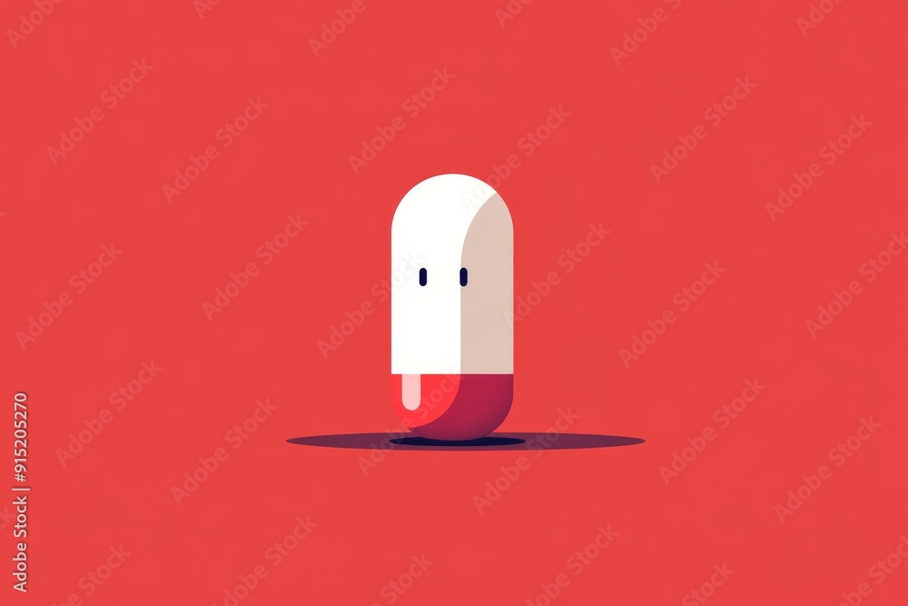 Aufkleber lonely capsule on a red background with a quirky face emphasizing the importance of individuality an