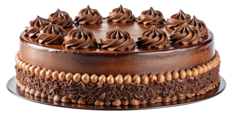 chocolate cake isolated on transparent background cutout
