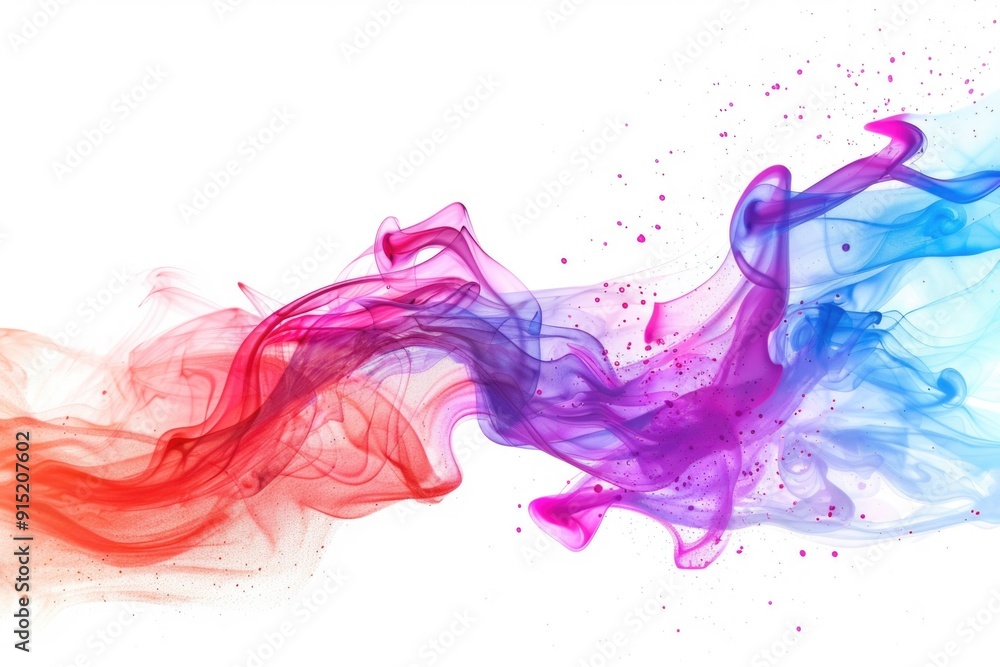 Poster close-up shot of colored smoke on a white background, ideal for use in design and art projects