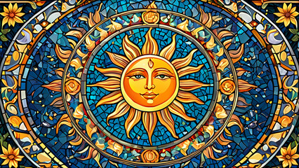 Fototapeta premium Mosaic art design with the theme of the beauty of the Sun