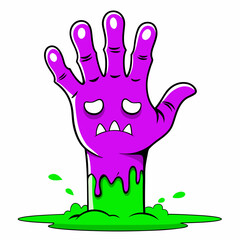 Obraz premium Creepy Hand Rising from the Ground Halloween Illustration