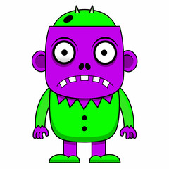 Obraz premium Cute Frankenstein Monster Halloween Illustration