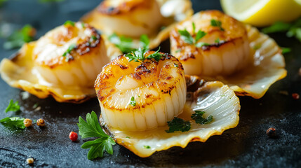 Fresh Scallops Ready to Eat