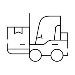warehouse loader with box line icon vector. warehouse loader with box sign. isolated contour symbol black illustration