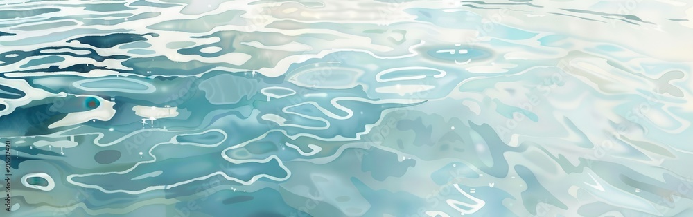 Aufkleber a close-up photograph of the surface of calm, blue water with white light reflecting off it, creatin