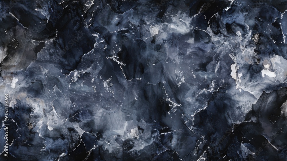 Poster a close up image of a blue marble surface showing intricate veins and swirling patterns. the dark bl