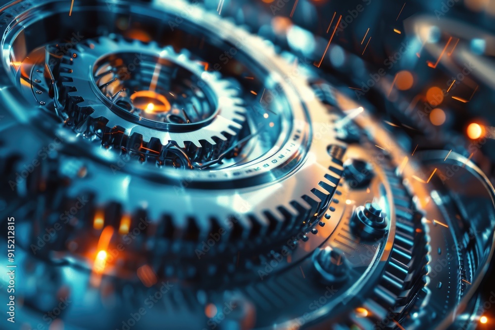 Aufkleber A close-up view of multiple gears arranged on a table surface