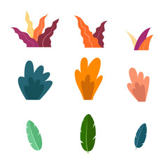 set Bush leaf flat design for decorate illustration design