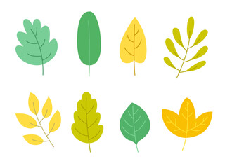 set leaf cute flat design for decorate illustration design