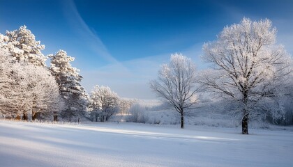 Obraz premium Frosted landscape with snow-covered trees
