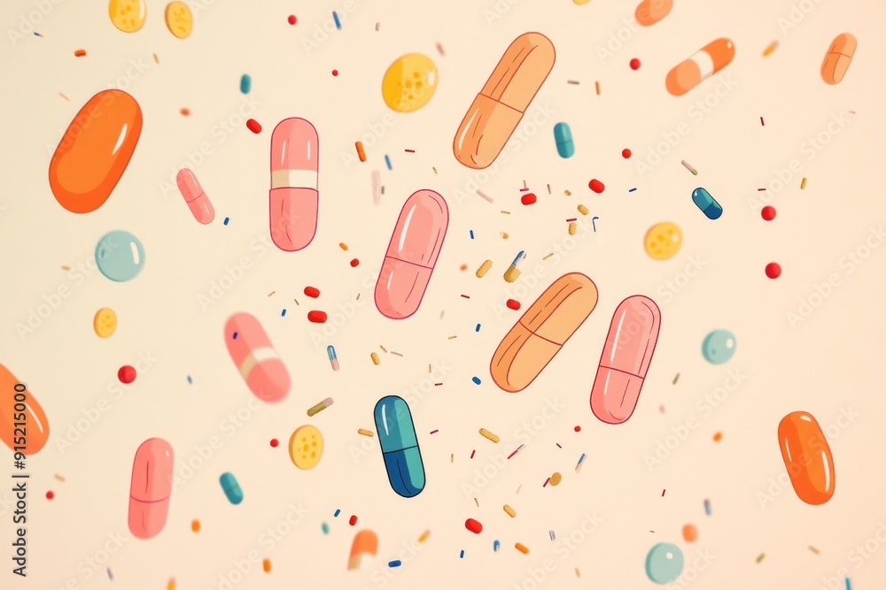 Poster high tech capsule with glowing red core suspended in futuristic laboratory showcasing advanced drug 