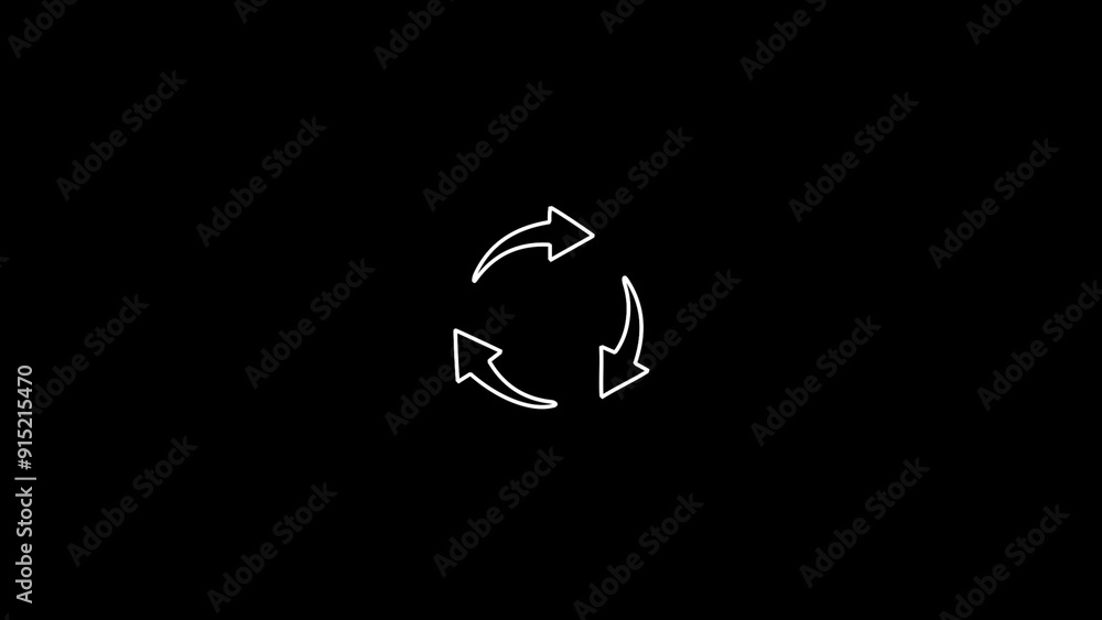 Poster neon line circle arrows icon set. round reload sign, repeat icon, rotate arrow symbol, illustration.