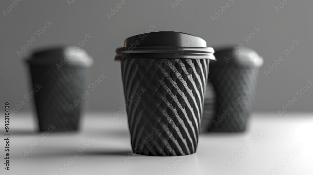 Poster a collection of cups sitting on a table surface