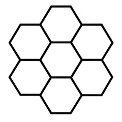 A hexagonal grid pattern resembling a honeycomb line art vector