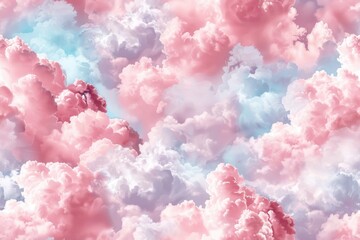 Fototapeta premium A seamless watercolor pattern showcasing pastel clouds and dreamy skies with soft hues