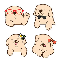 Vector Illustration of Cartoon Dog Head Characters on Isolated Background