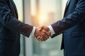 Business people shaking hands in a business concept. Generative AI