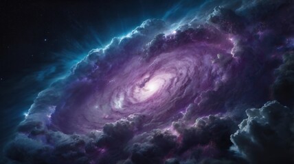 A large purple cloud with a bright blue center