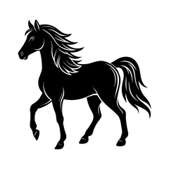 Obraz premium Running horse black silhouette Vector illustration