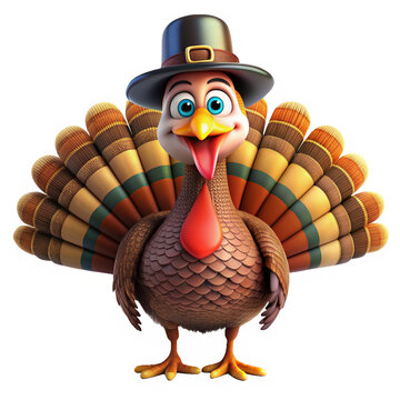 happy thanksgiving turkey 3d icon illustration