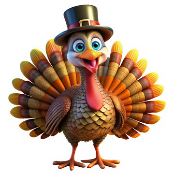 happy thanksgiving turkey 3d icon illustration