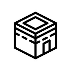Ka'bah icon in black, outline style and transparent background
