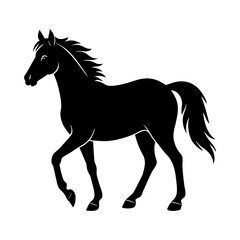 Obraz premium Running horse black silhouette Vector illustration