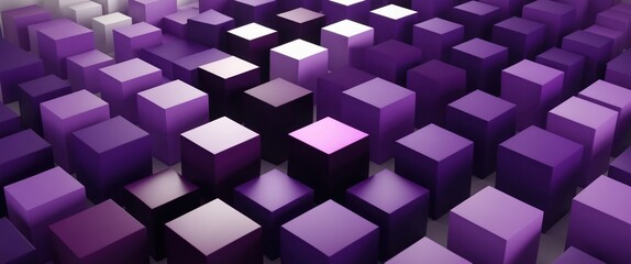 Obraz premium An abstract arrangement of purple cubes creating a modern, 3D geometric pattern, ideal for digital design
