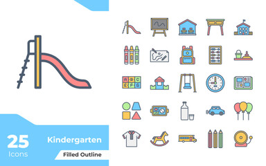 Kindergarten Filled Color Icons