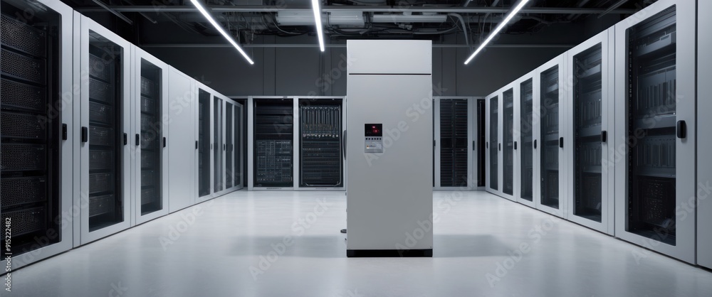 Aufkleber a modern data center featuring sleek server racks, symbolizing advanced technology and digital infra