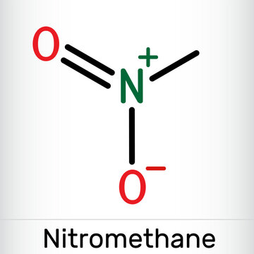 Nitromethane molecule. It is primary nitroalkane. Skeletal chemical formula