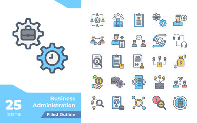 Business Administration Filled Color Icons